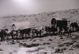 Women drivers guiarding their wagon on the Oregon Trail, a contemporary photograph / my americanodyssey.com